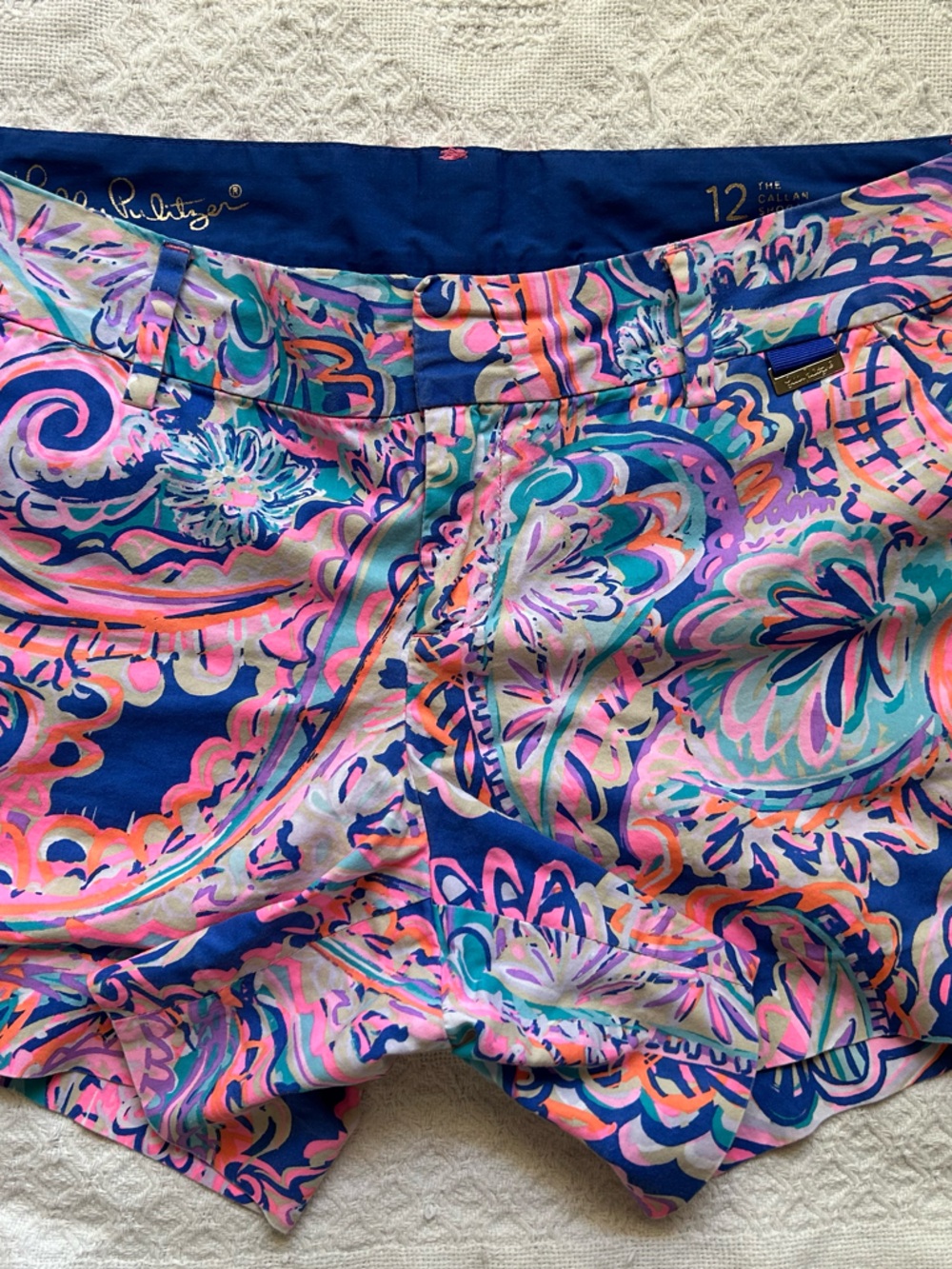 Lilly Pulitzer Blue Multi Paisley Print Bermuda Shorts
